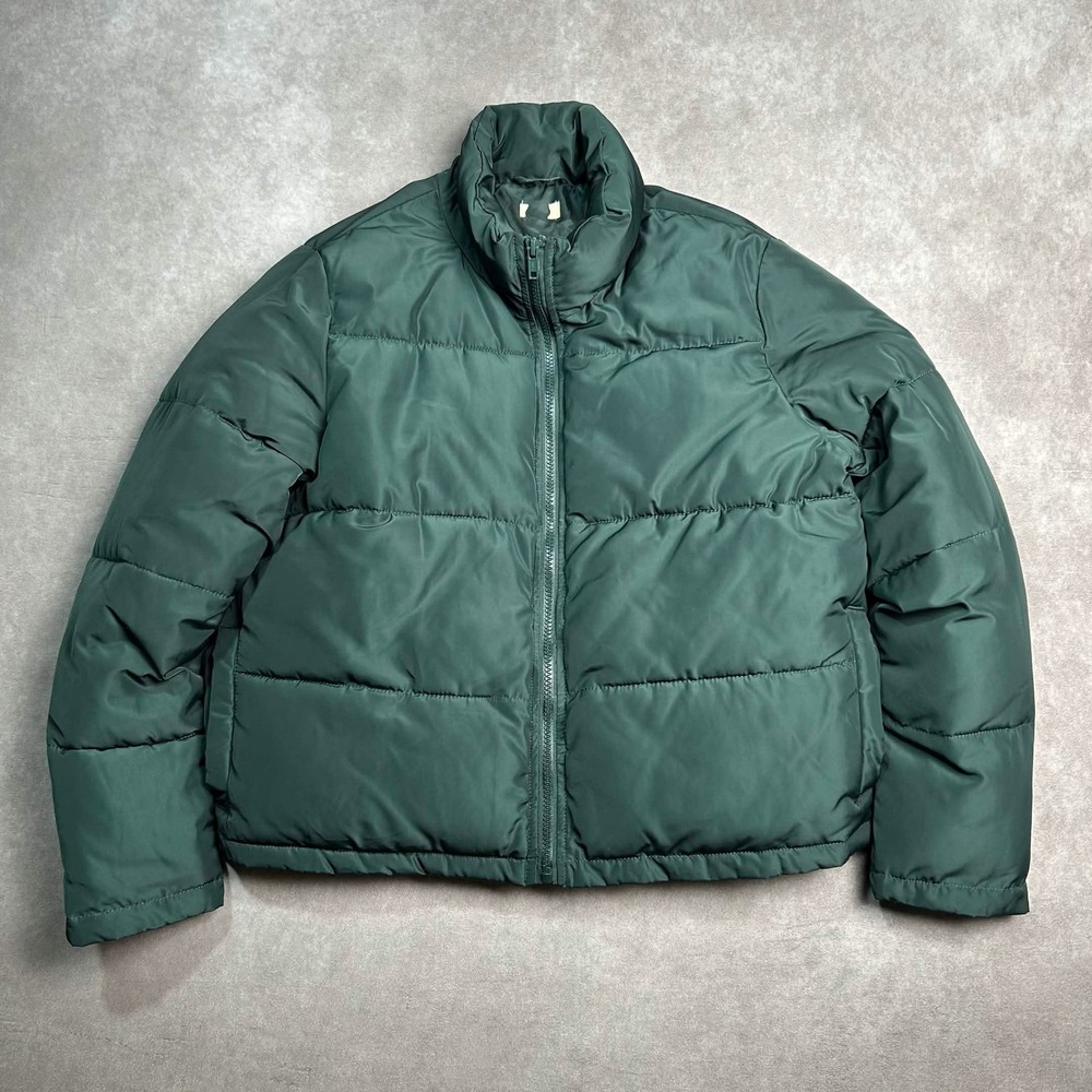 J. Galt Dark Green Puffer Jacket Full Zip Stand Collar MH210 One Size